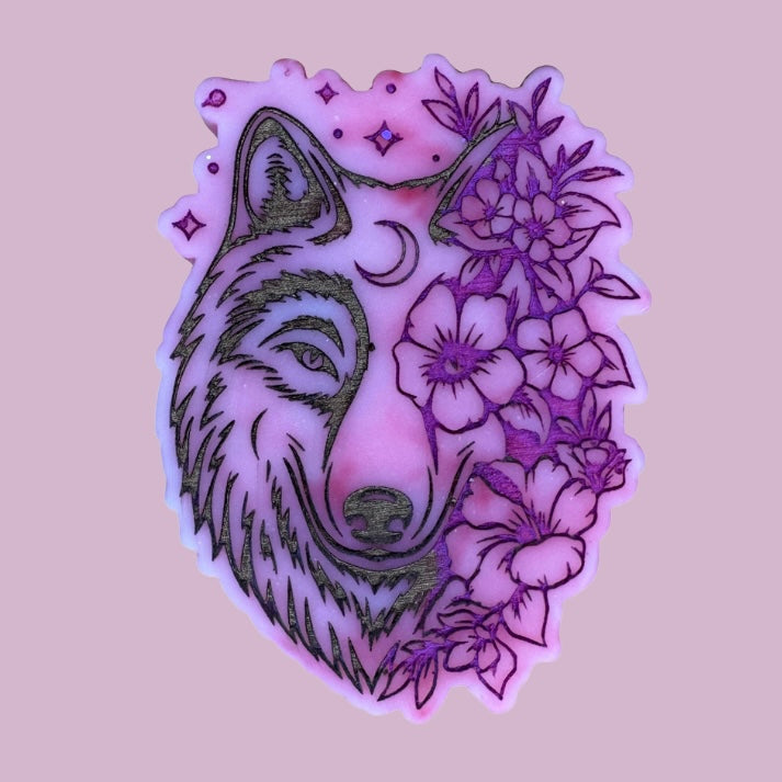 Cherry & Nordic Cotton Flower Wolf Shape