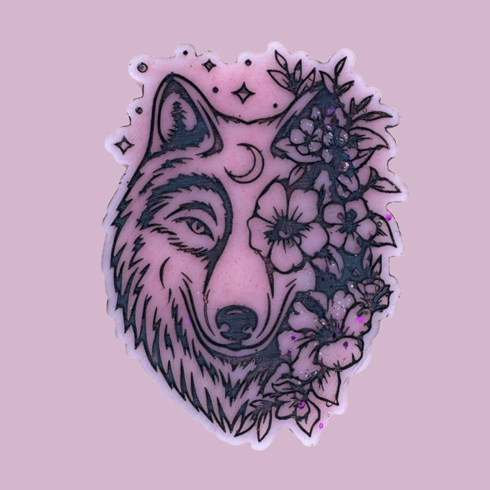 Vanilla Candy Rock Sugar Flower Wolf Shape