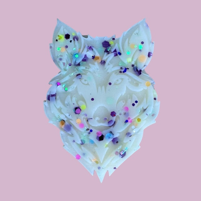 Rainbow Bubblegum Wolf Shape