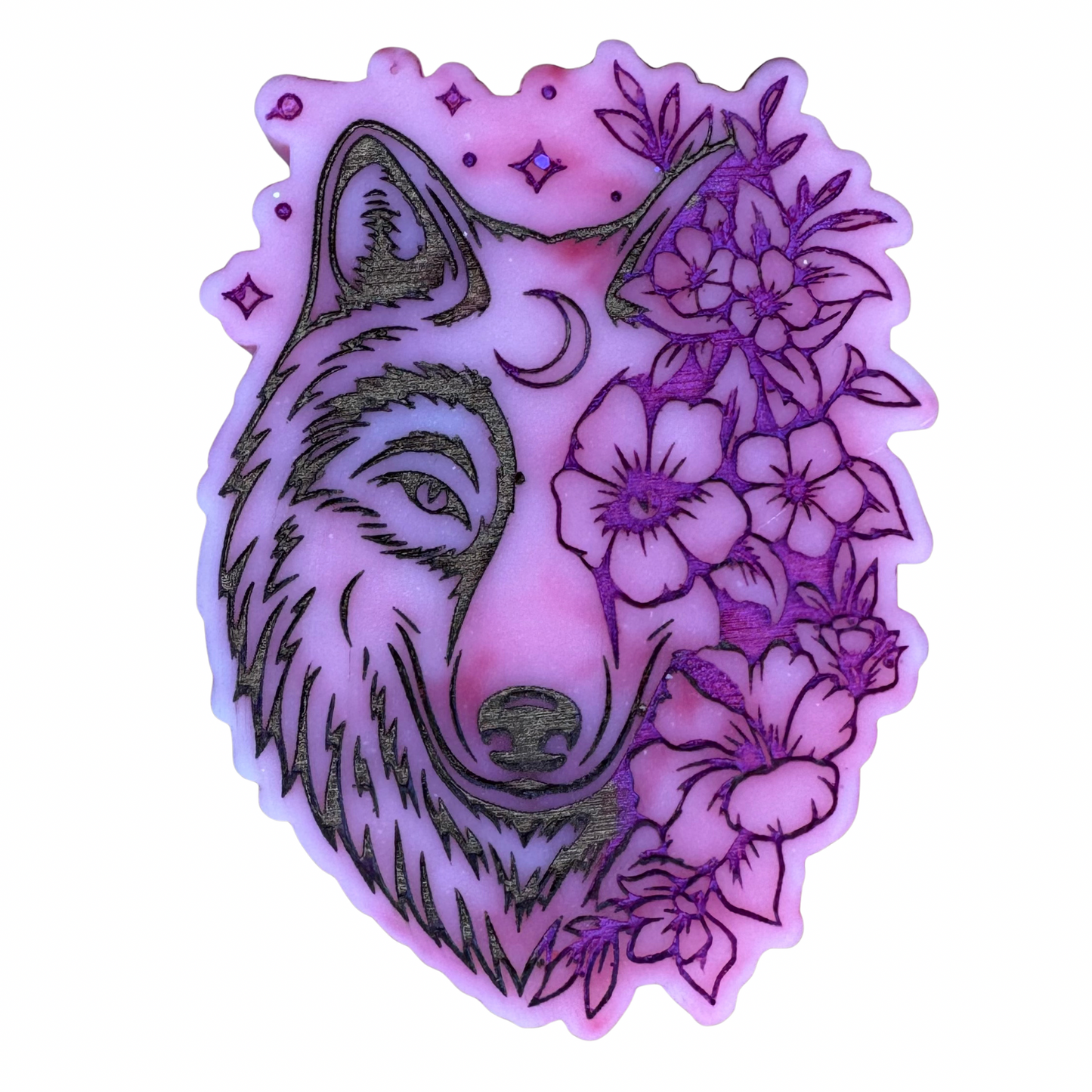 Cherry & Nordic Cotton Flower Wolf Shape