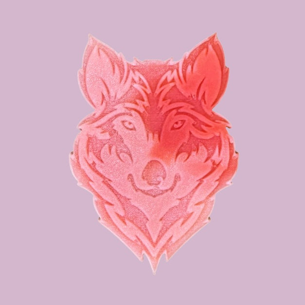 Pink Peony & Wild Raspberry Wolf Shape