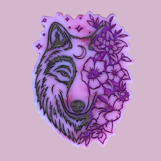 Cherry & Nordic Cotton Flower Wolf Shape