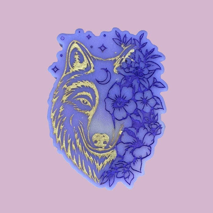 Dark Plum & Sandalwood Flower Wolf Shape