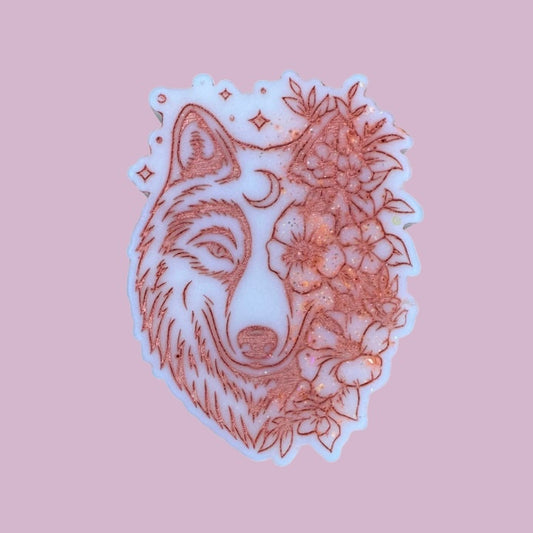 Marshmallow & White Peach Flower Wolf Shape