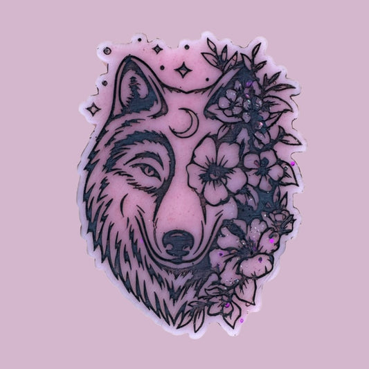 Vanilla Candy Rock Sugar Flower Wolf Shape