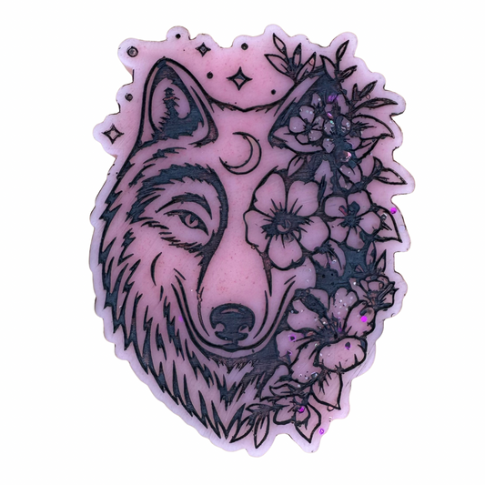 Vanilla Candy Rock Sugar Flower Wolf Shape